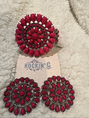 Rockin' G Pink Concho Bracelet & Earring Set